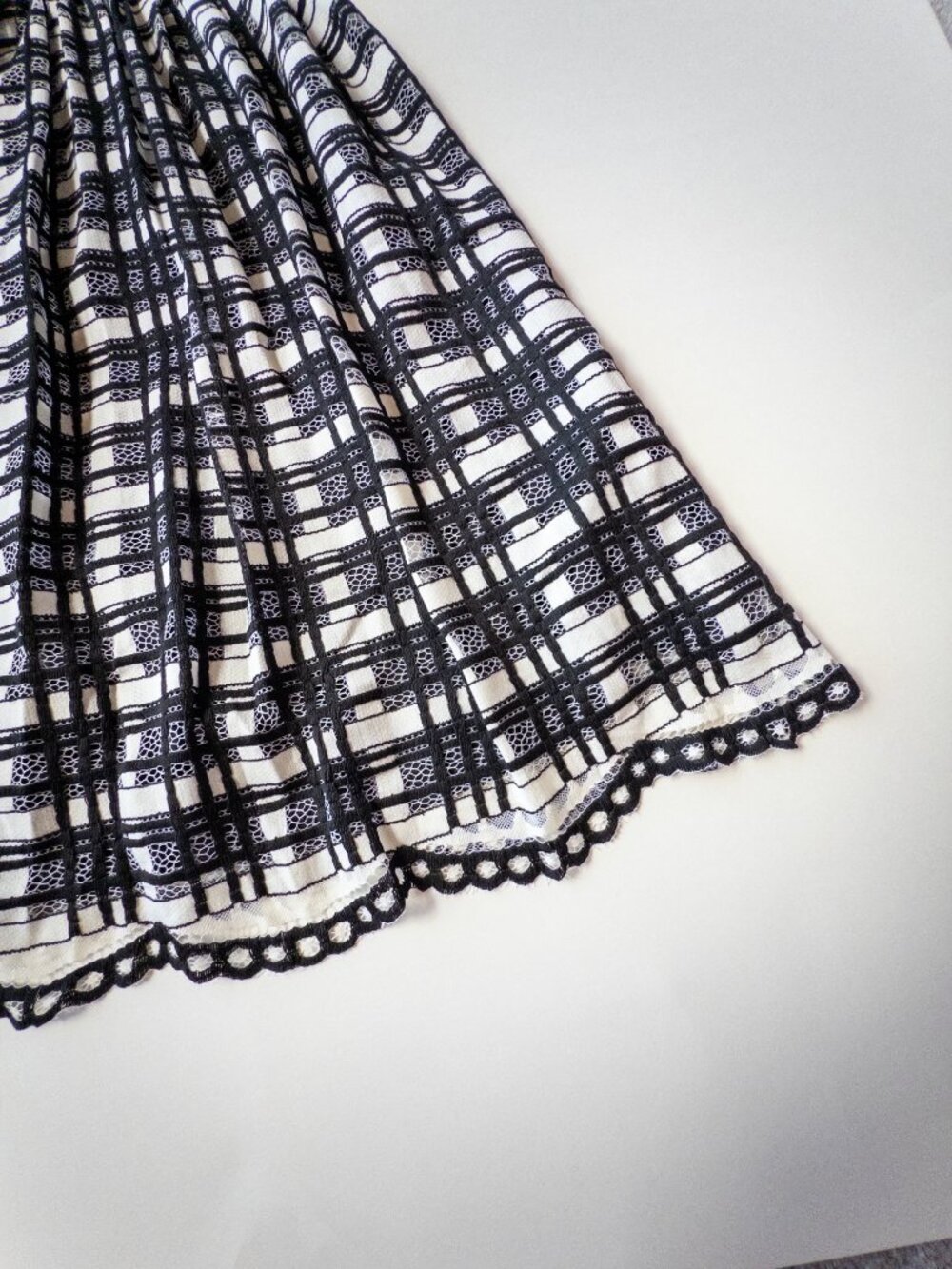 ALEXIA ADMOR Plaid Lace Detail Dress Women's Size X-Small Black/White - Picture 5 of 11